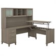 Pemberly Row 72W 3 Position Sit to Stand L Shaped Desk with Hutch