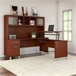 Pemberly Row 72W Sit to Stand L Desk with Hutch in Hansen Cherry