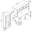 Pemberly Row 72W Office Desk with Hutch & Bookcase in Ash Gray - Engineered Wood