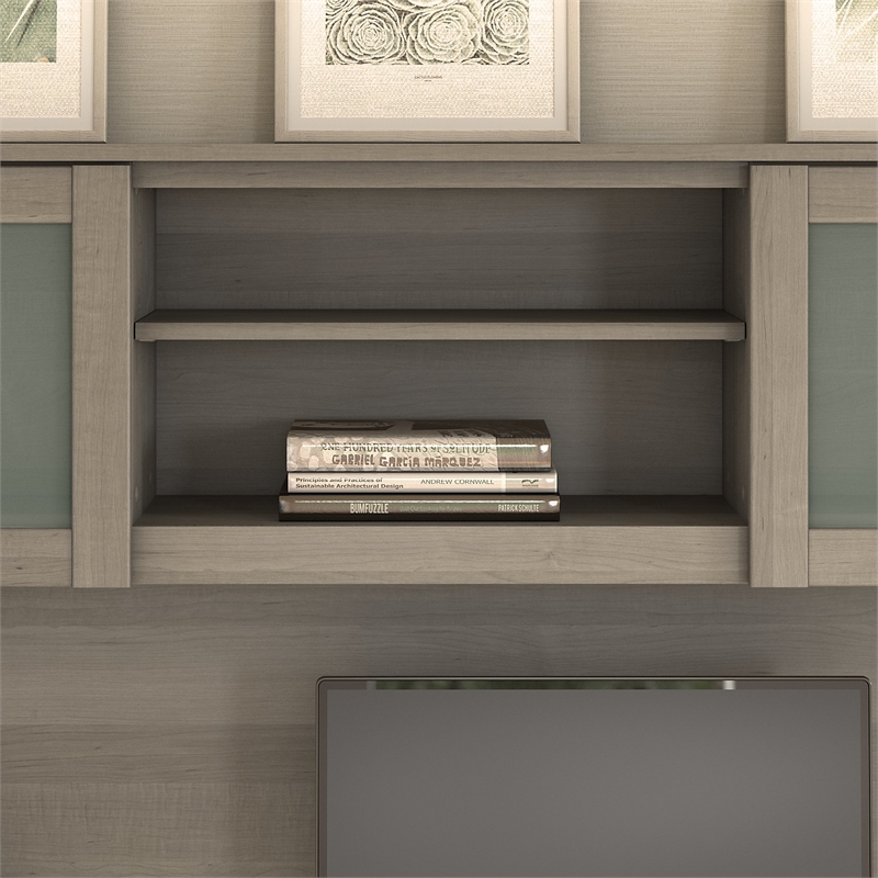 Pemberly Row Contemporary 60W Wood Hutch for L Shaped Desk in Gray