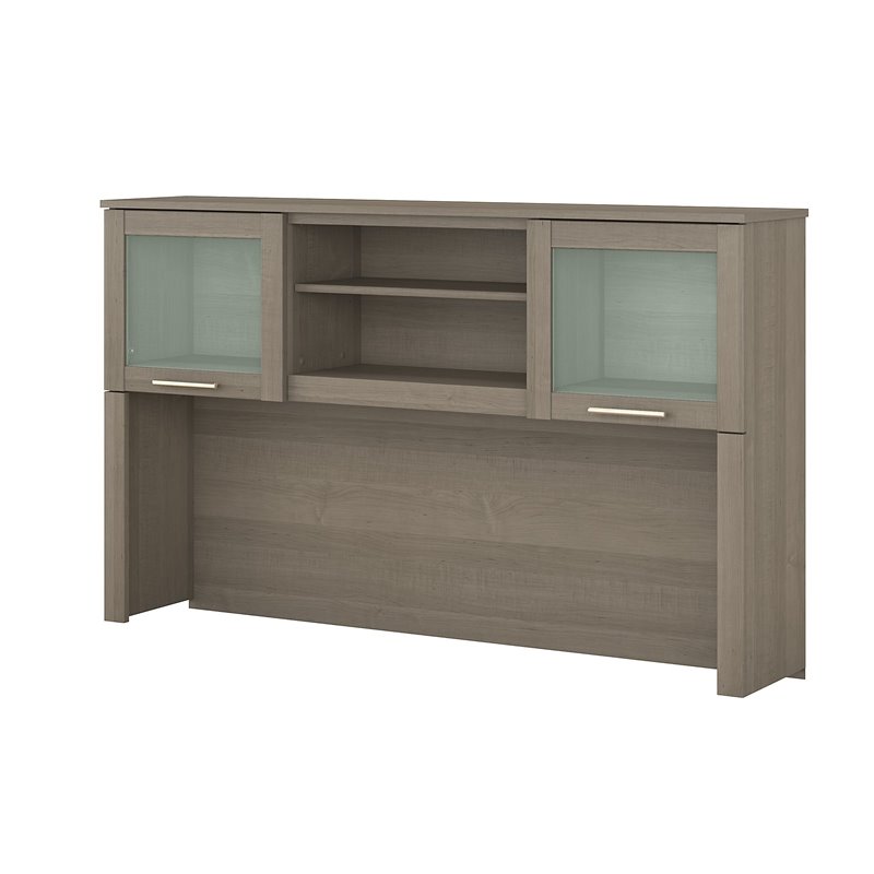 Pemberly Row Contemporary 60W Wood Hutch for L Shaped Desk in Gray