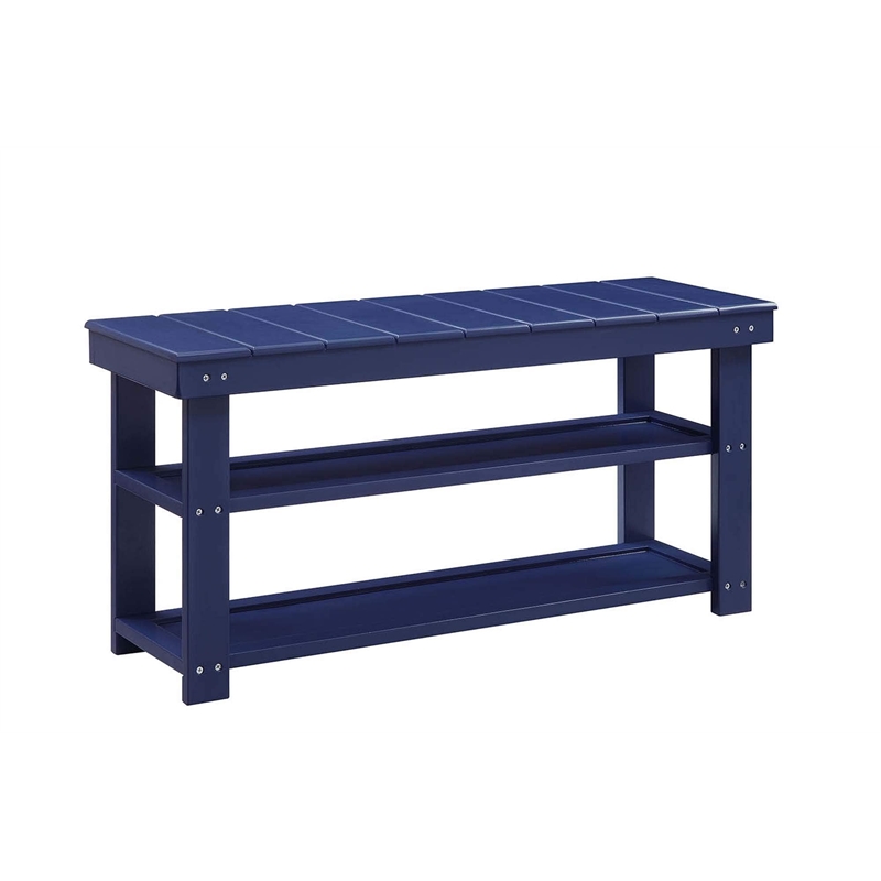 Pemberly Row Modern Utility Mudroom Bench in Blue Wood Finish