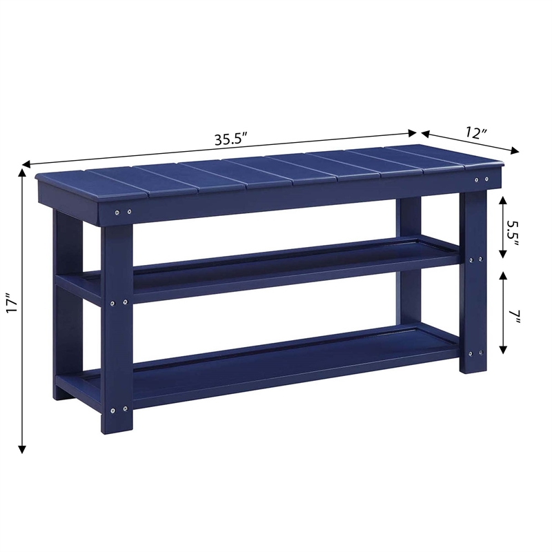 Pemberly Row Modern Utility Mudroom Bench in Blue Wood Finish