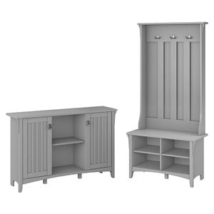 Pemberly Row Hall Tree with Shoe Bench & Accent Chest in Gray