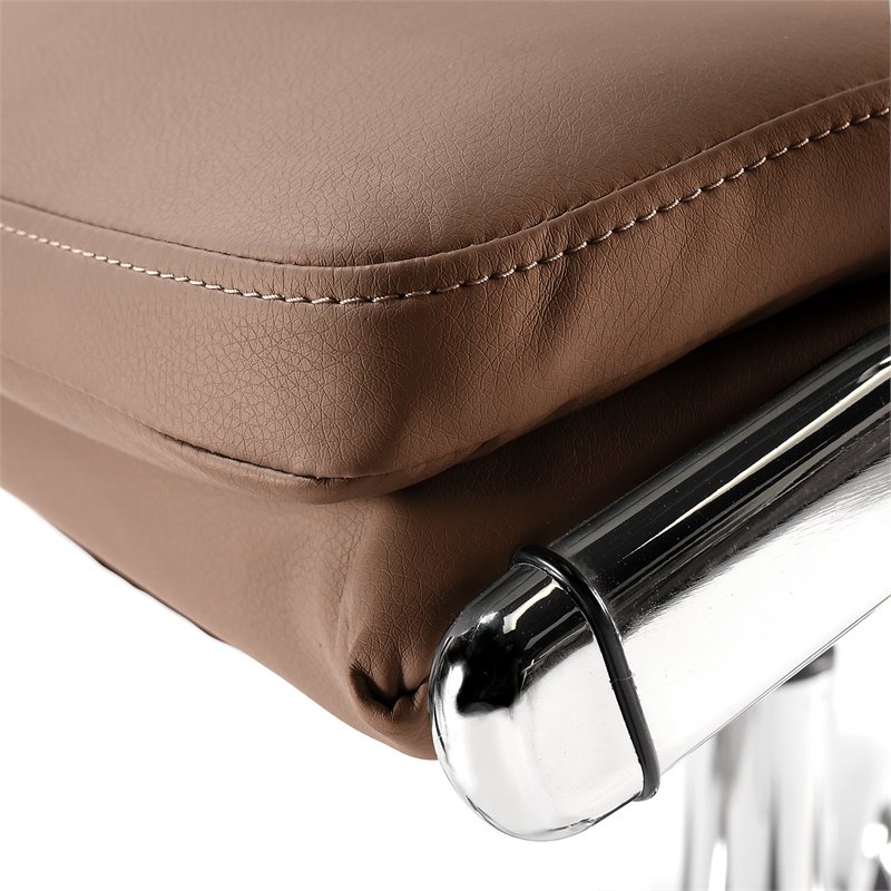 Pemberly Row High Back Contemporary Faux Leather Executive Office Chair in Tan