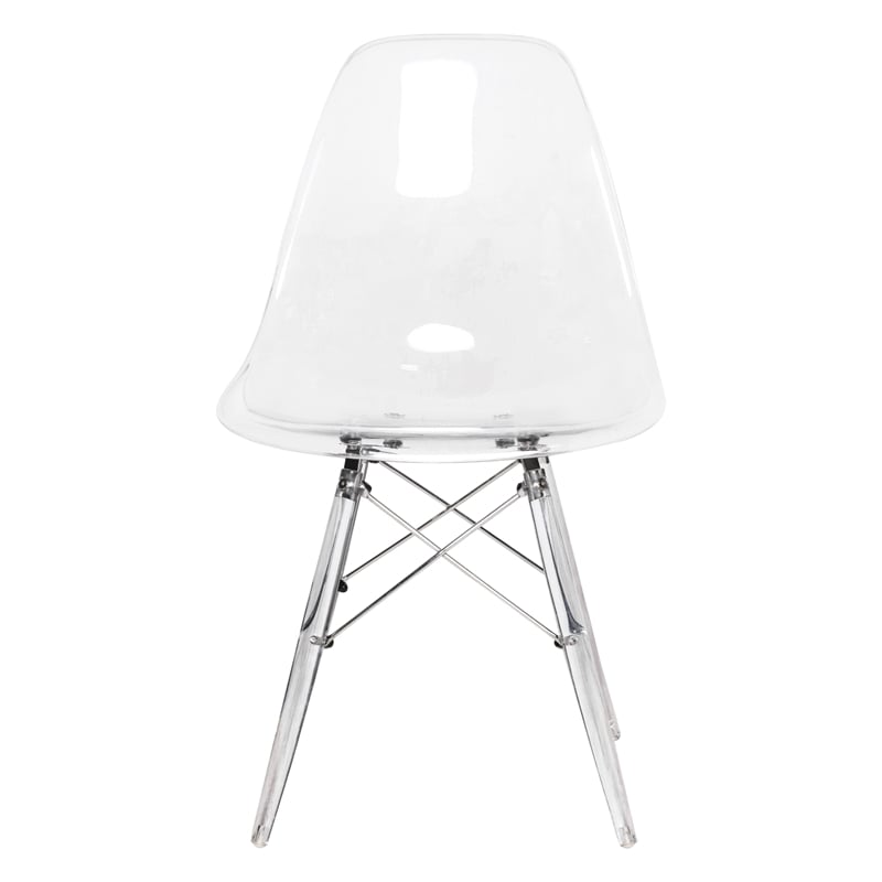 Pemberly Row Dining Side Chair With Acrylic Eiffel Base in Clear Set of 2