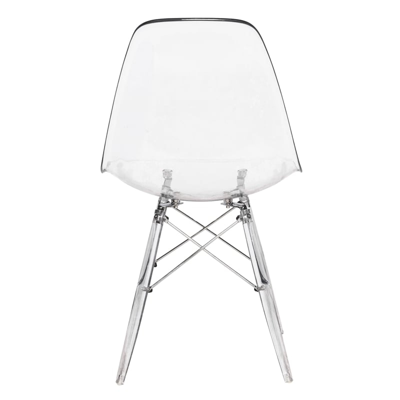 Pemberly Row Dining Side Chair With Acrylic Eiffel Base in Clear Set of 2