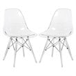 Pemberly Row Dining Side Chair With Acrylic Eiffel Base in Clear Set of 2