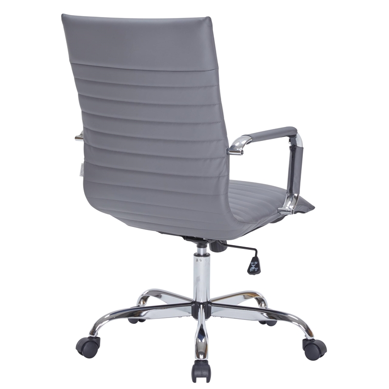 Pemberly Row High Back Leatherette Executive Swivel Office Chair in Gray