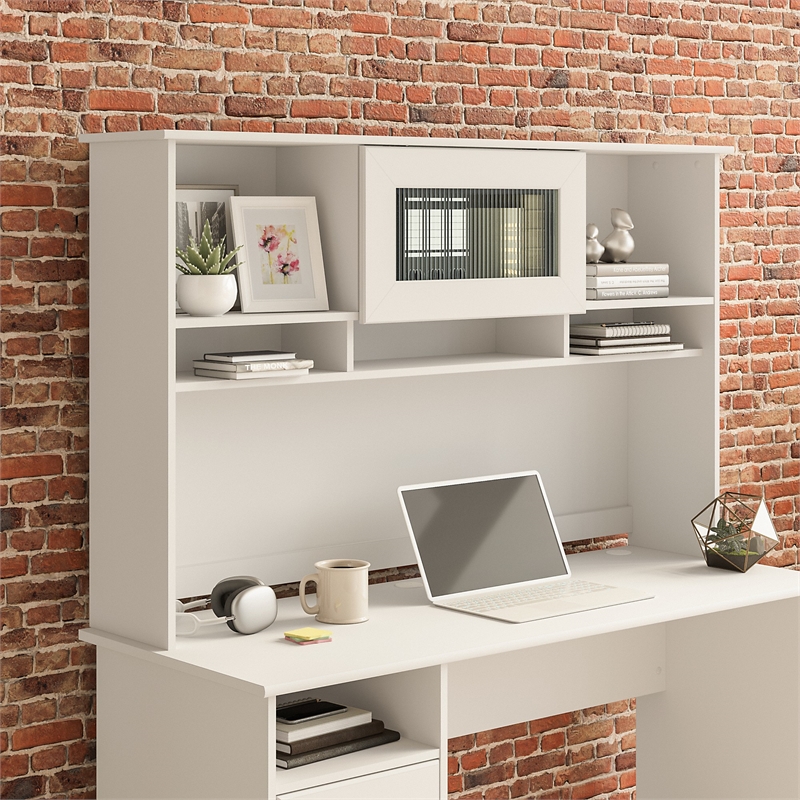 Pemberly Row Modern 60W Hutch with door in White - Engineered Wood