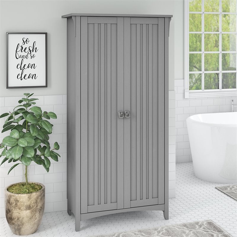 Pemberly Row Bathroom Storage Cabinet with Doors in Cape Cod Gray