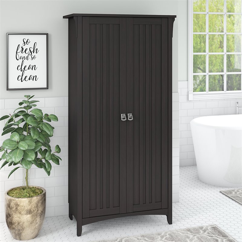 Pemberly Row Bathroom Storage Cabinet with Doors in Vintage Black