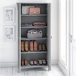 Pemberly Row Tall Storage Cabinet with Doors in Cape Cod Gray
