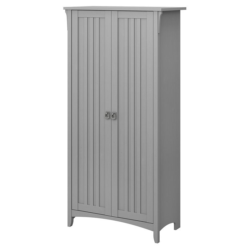 Pemberly Row Tall Storage Cabinet with Doors in Cape Cod Gray