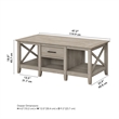 Pemberly Row Coffee Table with Storage in Washed Gray - Engineered Wood