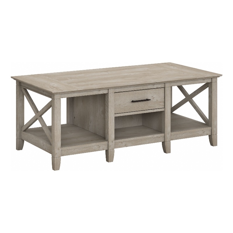 Pemberly Row Coffee Table with Storage in Washed Gray - Engineered Wood