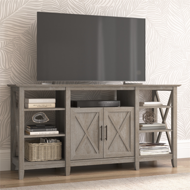 Pemberly Row Modern Tall TV Stand for 65 Inch TV in Washed Gray