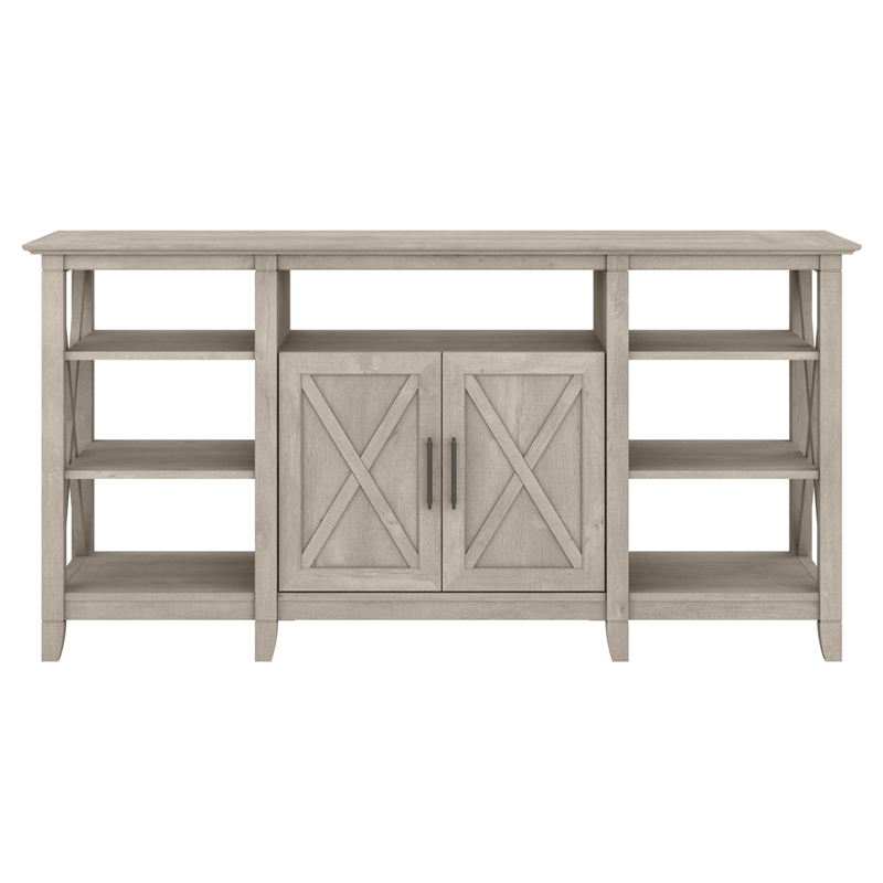 Pemberly Row Modern Tall TV Stand for 65 Inch TV in Washed Gray