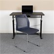 Pemberly Row Perforated Plastic Sled Base Stacking Chair in Navy
