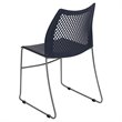 Pemberly Row Perforated Plastic Sled Base Stacking Chair in Navy