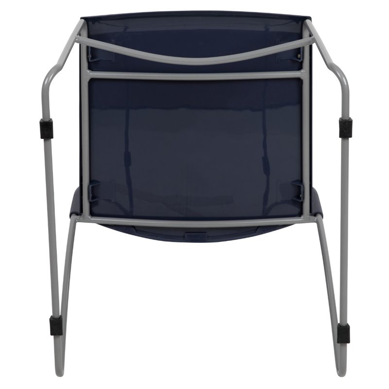 Pemberly Row Perforated Plastic Sled Base Stacking Chair in Navy