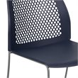 Pemberly Row Perforated Plastic Sled Base Stacking Chair in Navy