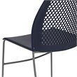 Pemberly Row Perforated Plastic Sled Base Stacking Chair in Navy