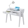 Pemberly Row Modern Deluxe Two-Drawer Desk in White Wood Finish
