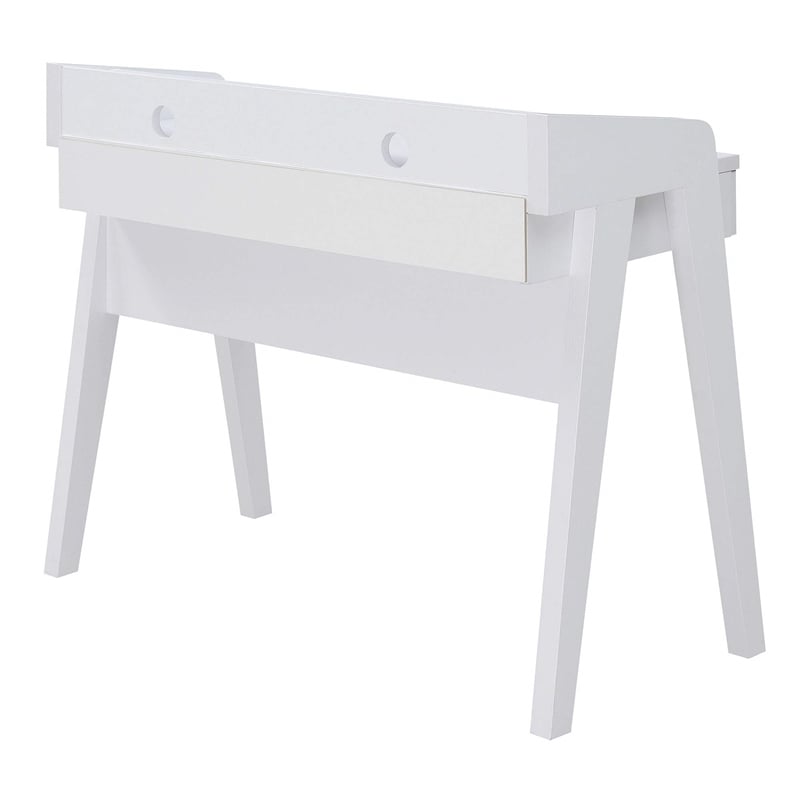 Pemberly Row Modern Deluxe Two-Drawer Desk in White Wood Finish
