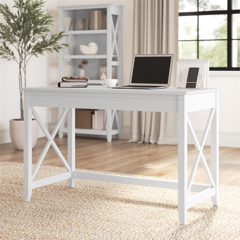 Pemberly Row Contemporary 48W Writing Desk in Pure White Oak
