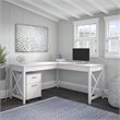 Pemberly Row 60W L Shaped Desk with 2 Drawer Mobile File Cabinet