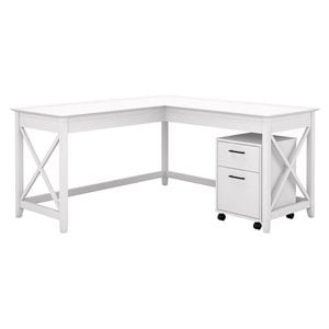 Pemberly Row 60W L Shaped Desk with 2 Drawer Mobile File Cabinet
