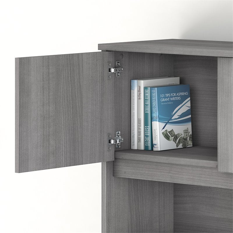 Pemberly Row Modern 72W Hutch in Platinum Gray - Engineered Wood