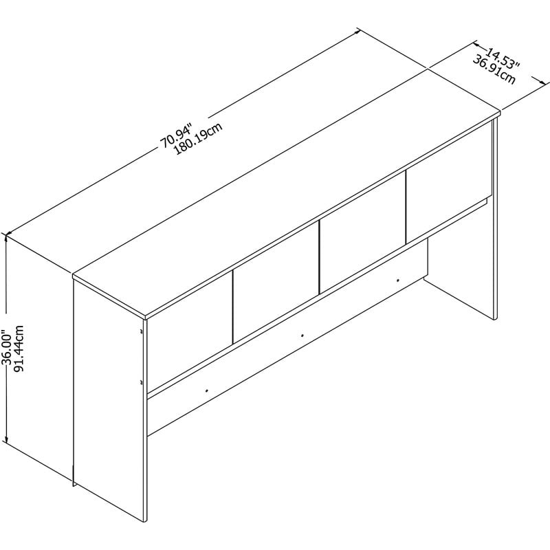 Pemberly Row Modern 72W Hutch in Platinum Gray - Engineered Wood