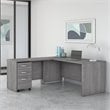 Pemberly Row Engineered Wood 72W L Shaped Desk with Mobile File Cabinet in Gray