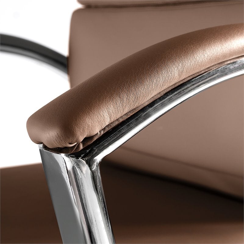 Pemberly Row High Back Contemporary Faux Leather Executive Office Chair in Tan