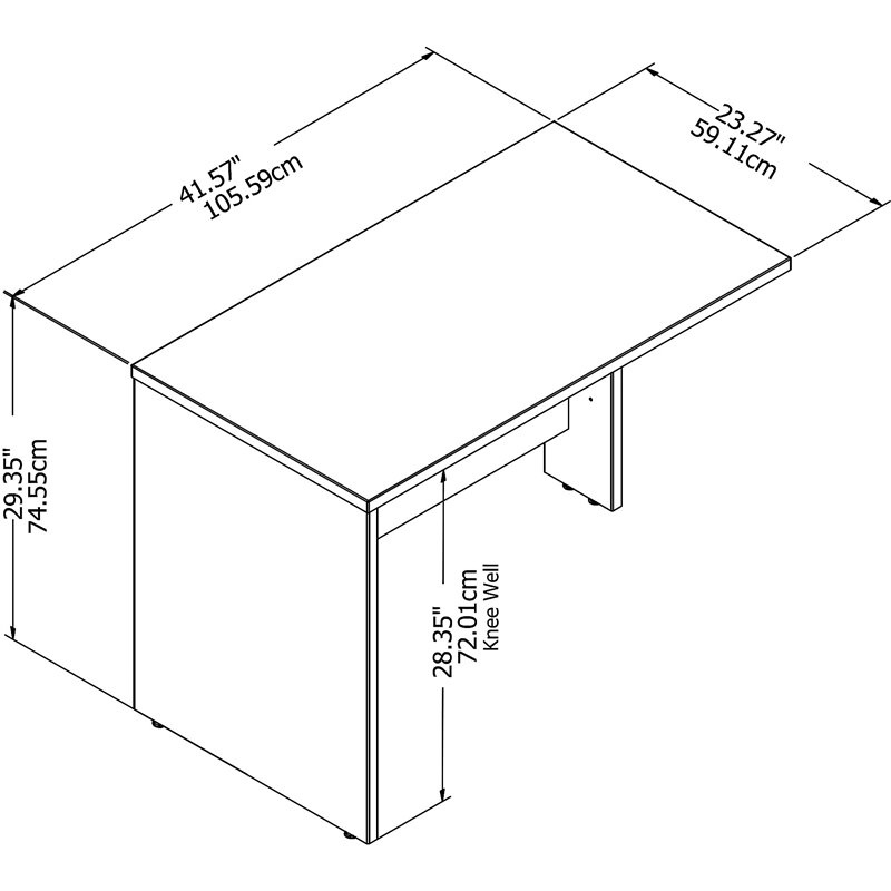 Pemberly Row 42W Desk Return in Platinum Gray - Engineered Wood