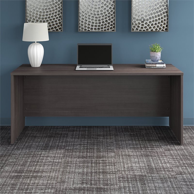 Pemberly Row 72W x 24D Credenza Desk in Storm Gray - Engineered Wood
