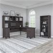 Pemberly Row Modern 72W L Desk with Hutch & Bookcase in Storm Gray