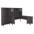 Pemberly Row Modern 72W L Desk with Hutch & Bookcase in Storm Gray