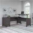 Pemberly Row Modern 72W Sit to Stand L Shaped Desk in Storm Gray