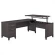Pemberly Row Modern 72W Sit to Stand L Shaped Desk in Storm Gray