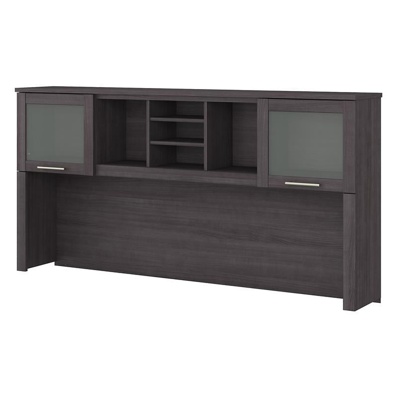 Pemberly Row Contemporary 72W Desk Hutch in Storm Gray Finish