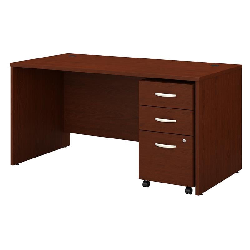 Pemberly Row 60W Office Desk with Drawers in Mahogany - Engineered Wood