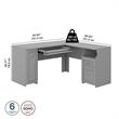 Pemberly Row 60W L Shaped Desk with Storage in Cape Cod Gray