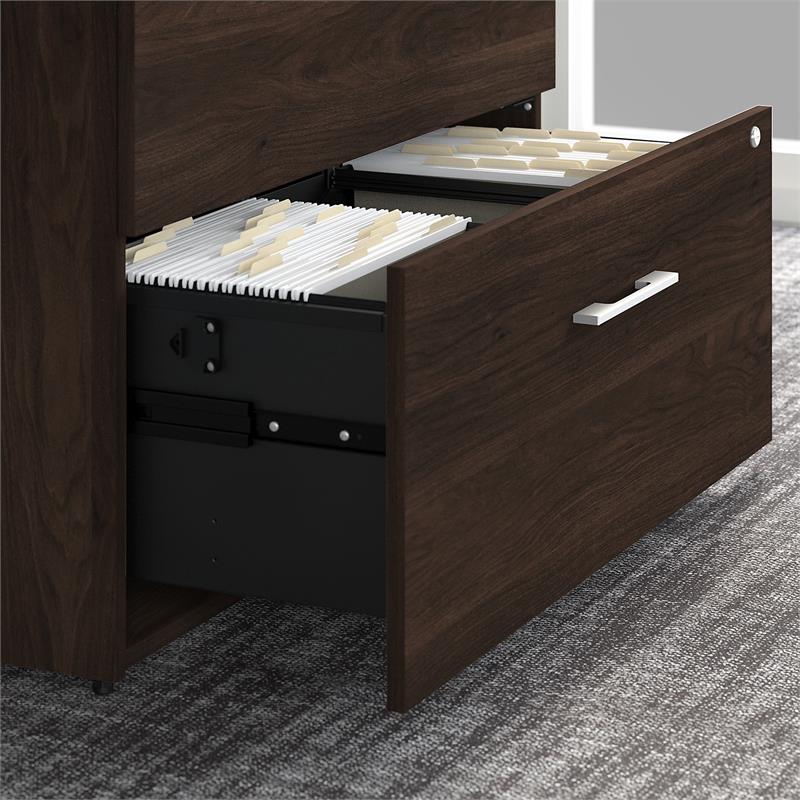 Pemberly Row 36W 2 Drawer Lateral File Cabinet in Black Walnut - Engineered Wood