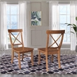 Pemberly Row Set of Two Solid Wood X-Back Chairs in Distressed Oak