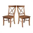 Pemberly Row Set of Two Solid Wood X-Back Chairs in Distressed Oak