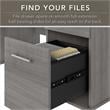 Pemberly Row Wood 60W Office Desk with File Cabinet & Bookcase in Gray