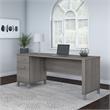 Pemberly Row 72W Office Desk with Drawers in Platinum Gray - Engineered Wood
